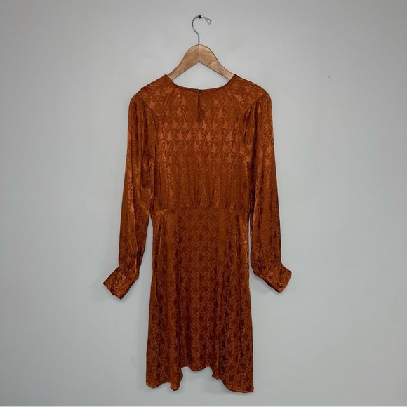 Scotch & Soda Dress Size Small Rust Orange Paisley Peplum Hem Midi "Starwatcher" - Picture 8 of 16